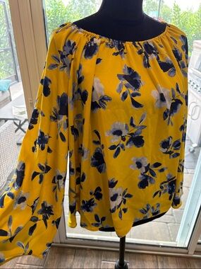 XXL Yellow Floral Off-Shoulder Women's Top